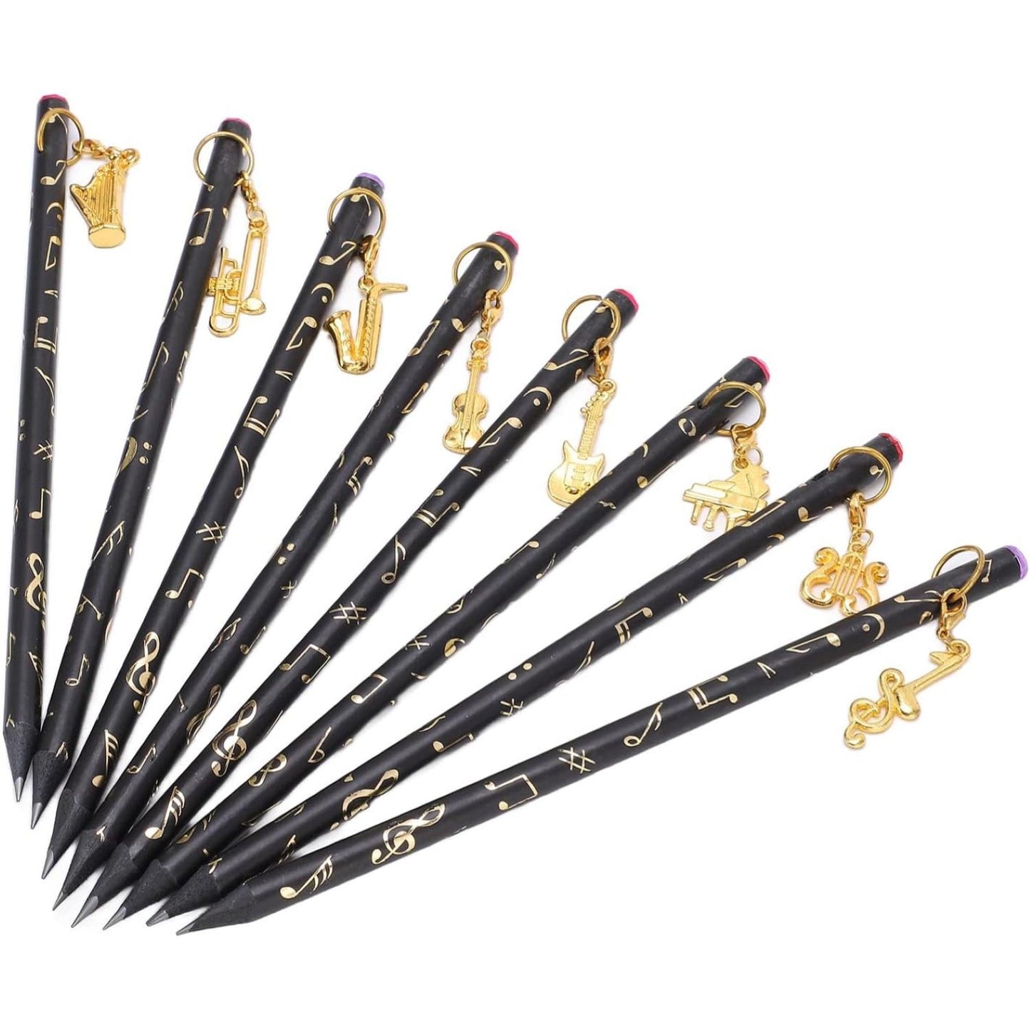 Matite tema musicale con ciondolo con confezione (8 pezzi)