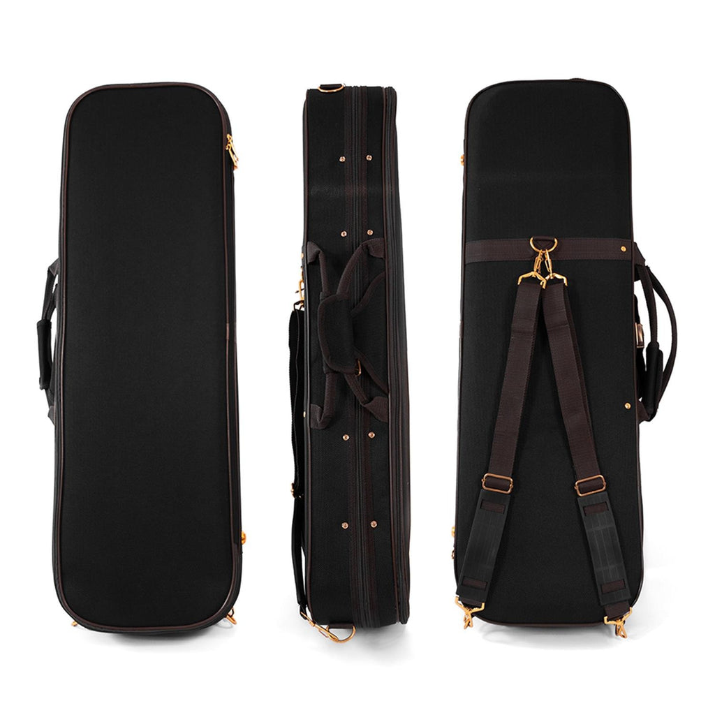 Professional Rectangular Violin Case 4/4 with Hygrometer (Black/Ochre)