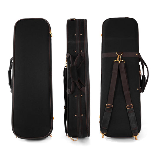 Custodia Rettangolare per Violino 4/4 Professionale con Igrometro (Nero/Ocra)