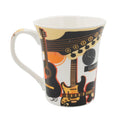 Ceramic mug with guitars