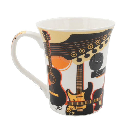 Ceramic mug with guitars