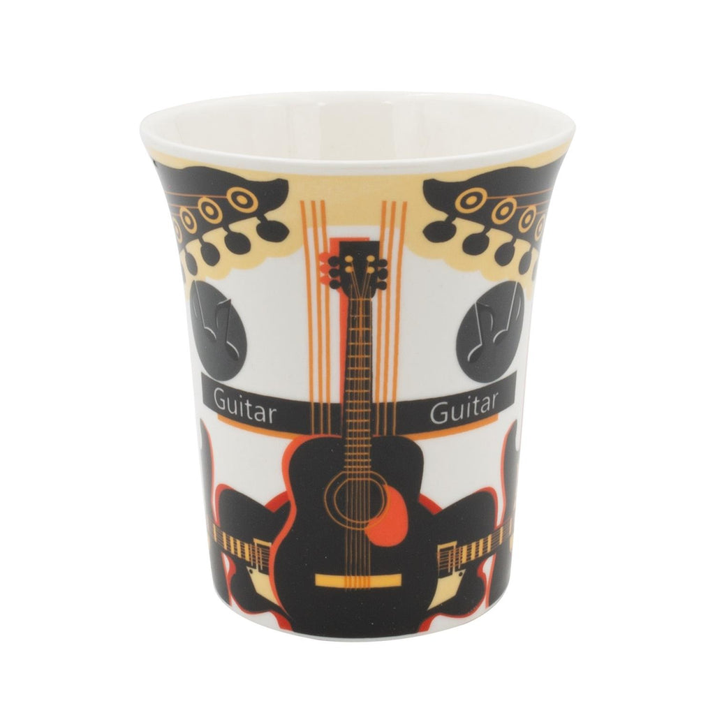 Ceramic mug with guitars