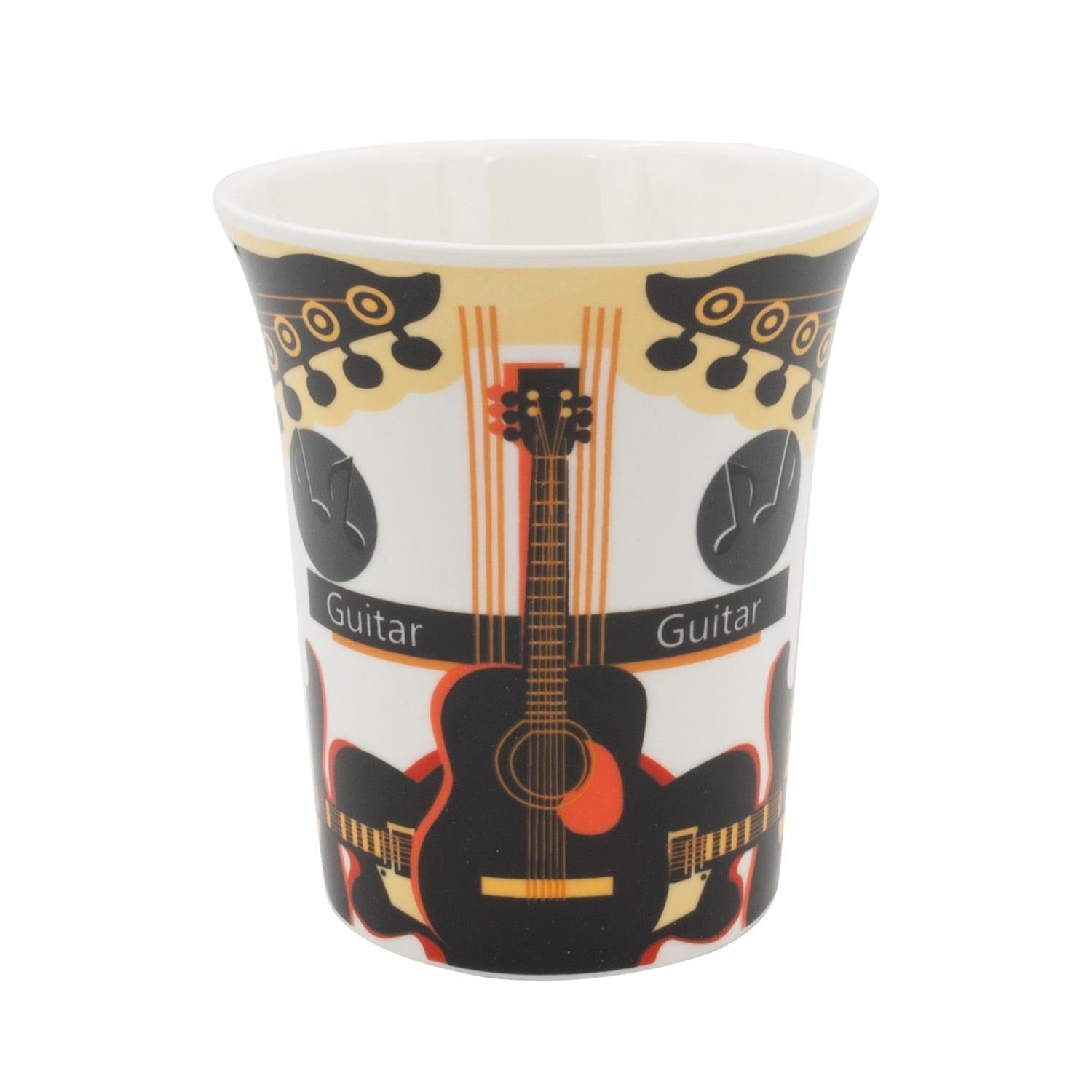 Ceramic mug with guitars