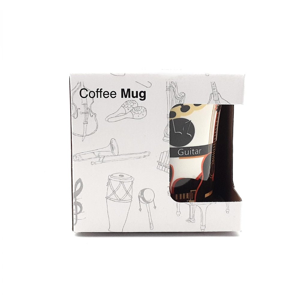 Ceramic mug with guitars