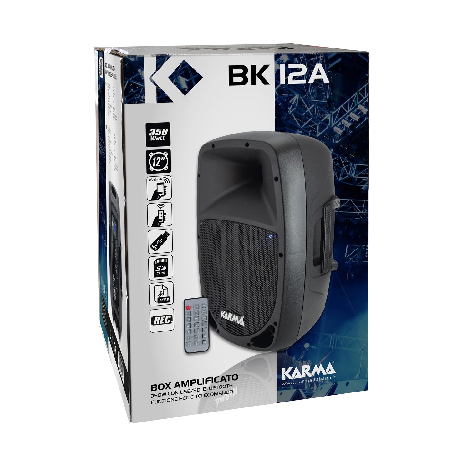 Karma BK12A -  Cassa Attiva - Mp3, Bluetooth, USB, FM Radio