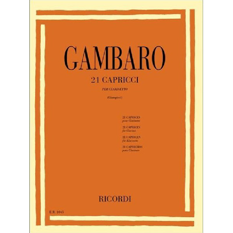 V. GAMBARO - 21 CAPRICES FOR CLARINET - SHEET MUSIC