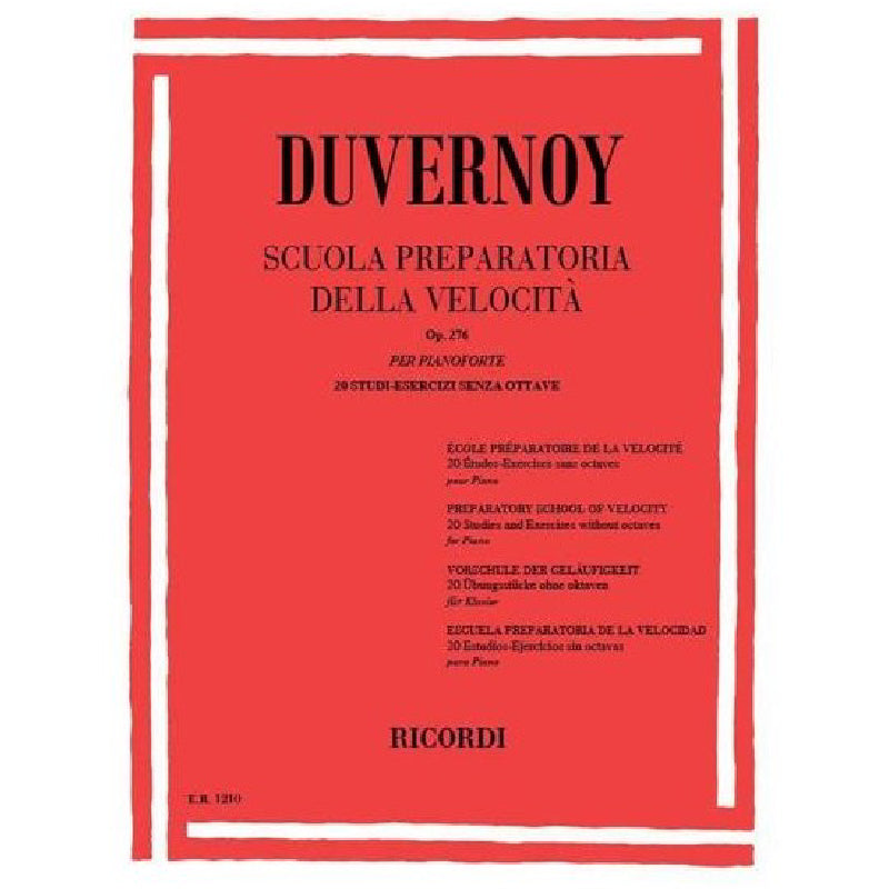 DUVERNOY - PREPARATORY SCHOOL OF VELOCITY OP 276 - SOUVENIRS - PIANO