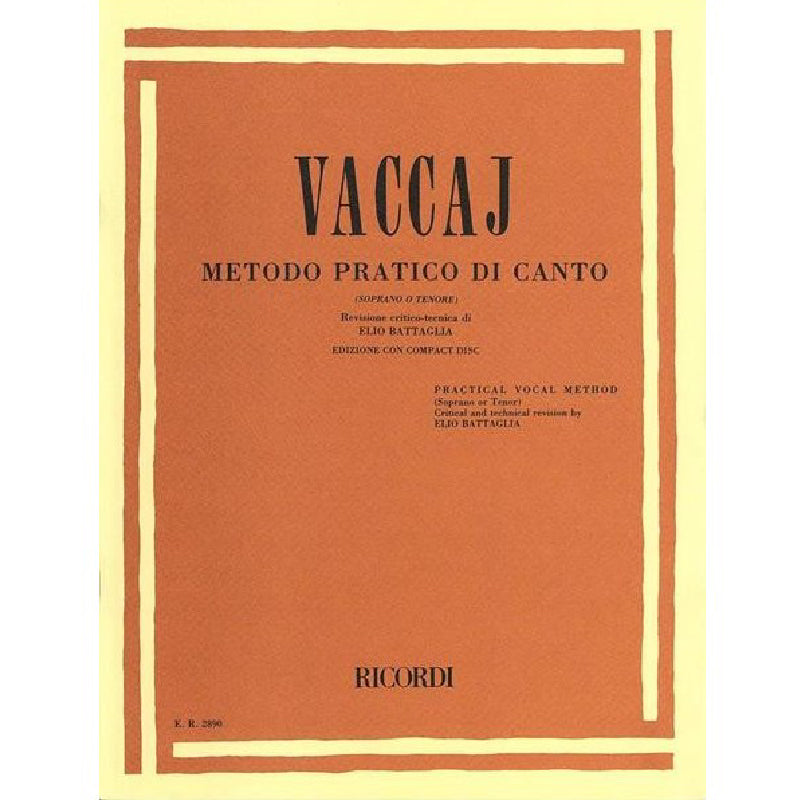 NICOLA VACCAJ - PRACTICAL METHOD OF ITALIAN SINGING + CD - SOPRANO OR TENOR
