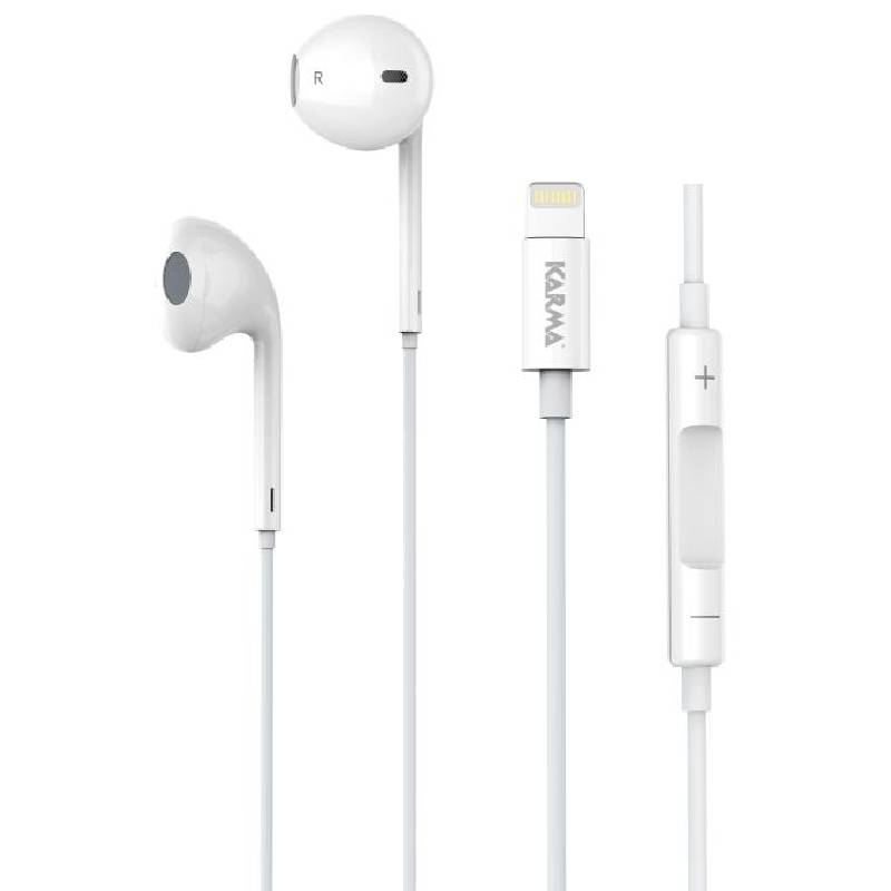 Karma Headphones - Earbuds with Built-in Microphone (Lightning, White - HPT LT)