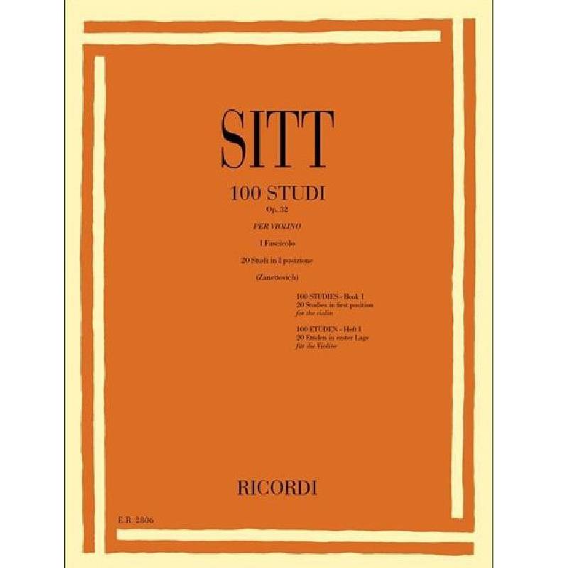 H. SITT - 100 STUDI OP. 32 PER VIOLINO - 1° FASCICOLO - ED. RICORDI