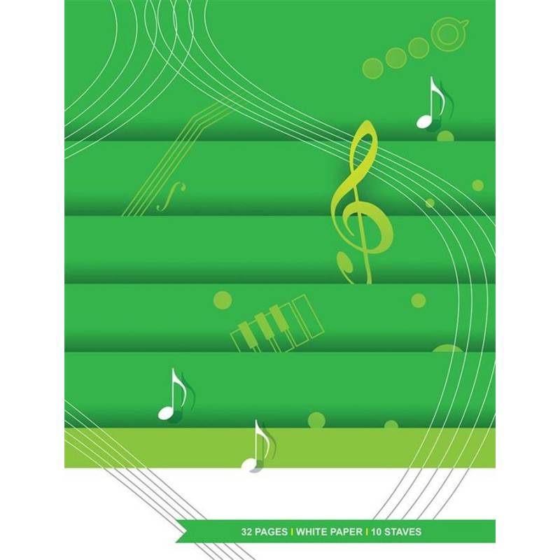 MUSIC NOTEBOOK - 10 STAVES, 32 PAGES WHITE PAPER