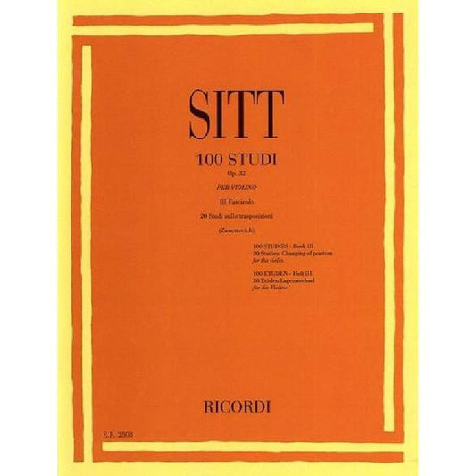 H. SITT - 100 STUDI OP. 32 PER VIOLINO - 3° FASCICOLO