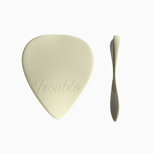 Plettro per Elettrica - Trouble celluloide bianco perla 1,2 mm.