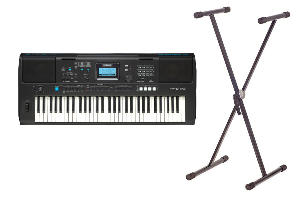 Yamaha PSR-E473 Keyboard - 61 Touch-Sensitive Keys with Stand