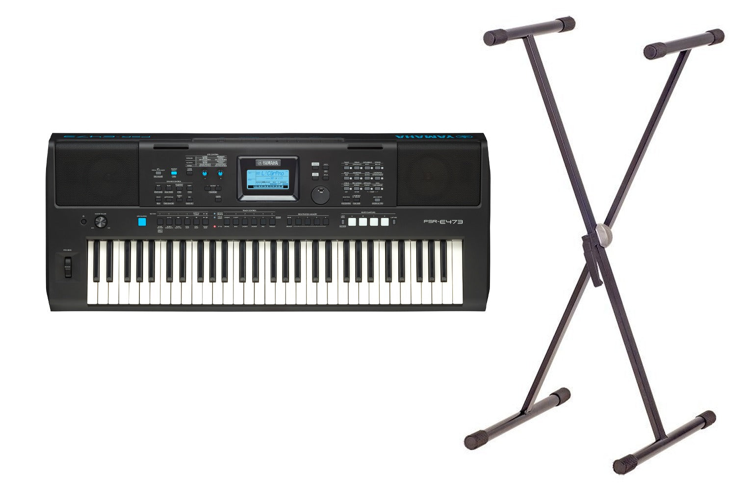 Yamaha PSR-E473 Keyboard - 61 Touch-Sensitive Keys with Stand