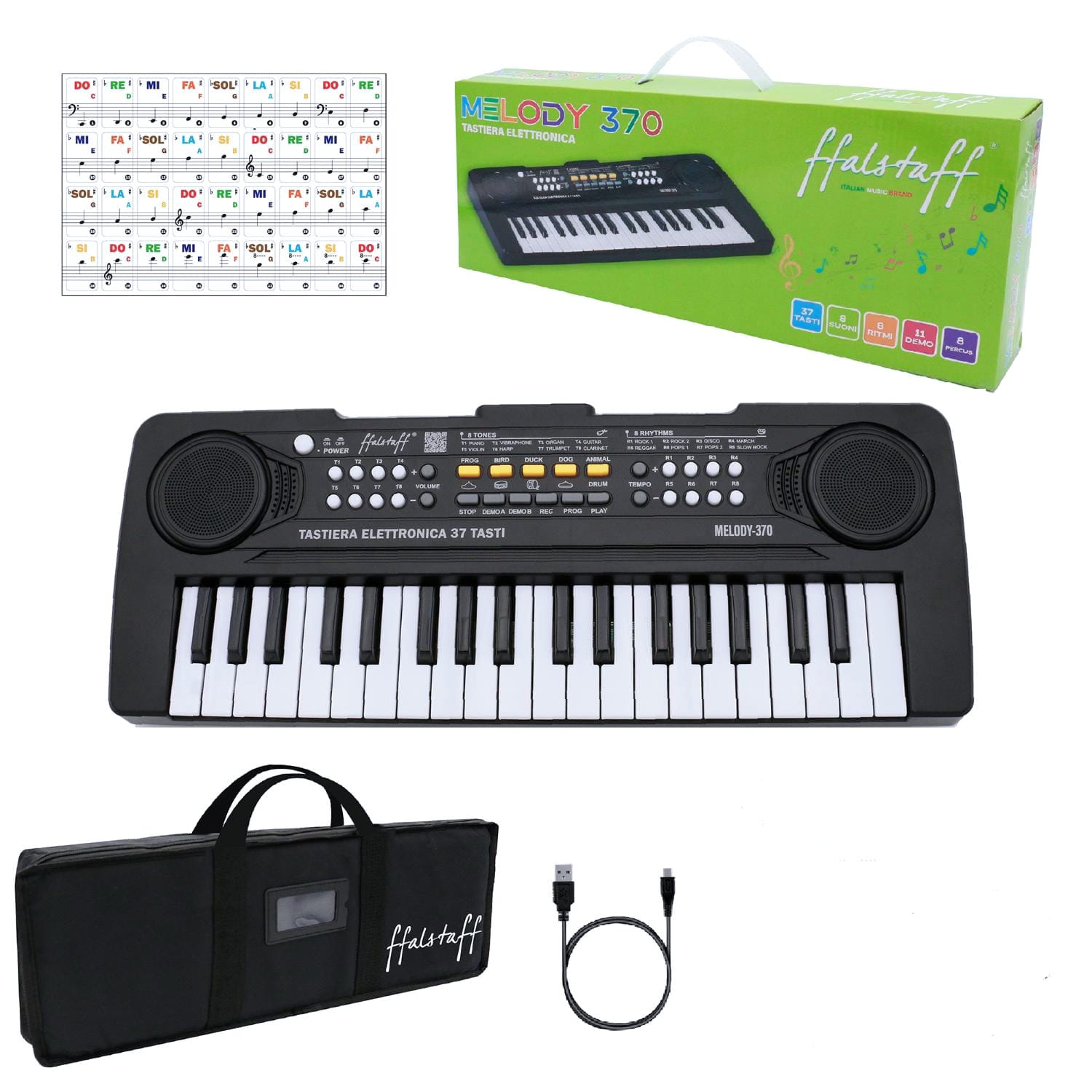 Tastiera  Melody 37 tasti+ borsa per il trasporto+adesivi con le note