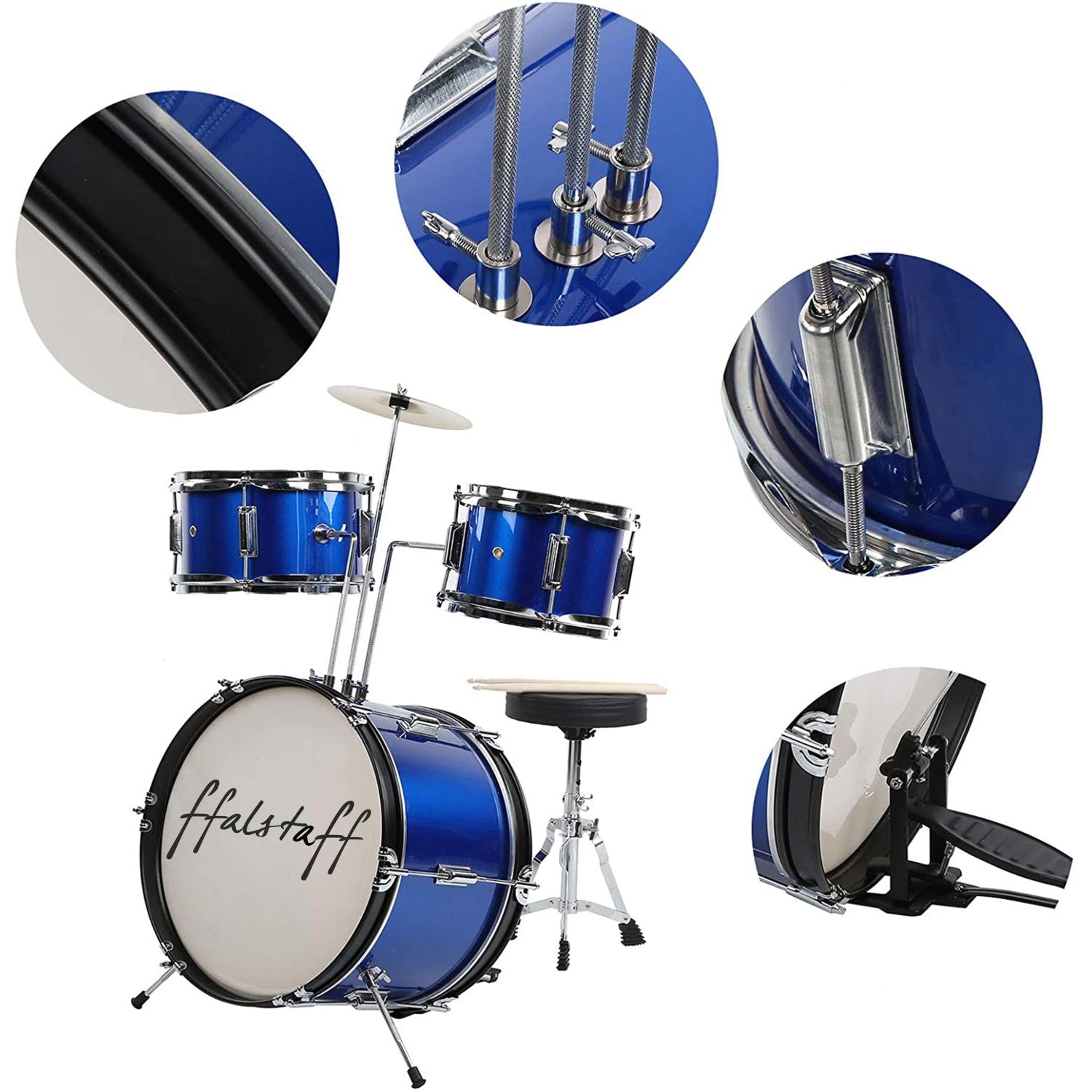 ffalstaff Complete 3-Piece Baby Drum Set (Blue)