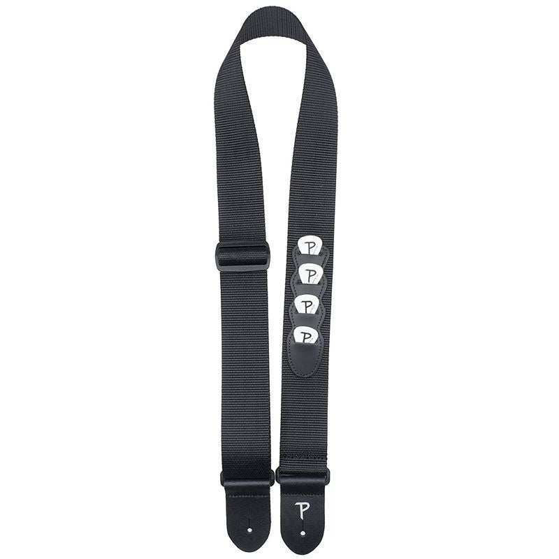 Tracolla per chitarra  PERRI'S   TESS.TECNICO NERO + 4 TASCHE PORTAPLETTRI
