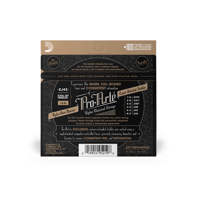 D'Addario EJ43 Pro-Arte Nylon Classical Guitar Strings, Light Tension.