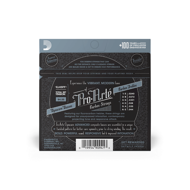 D'Addario EJ45FF ProArte Carbon Dynacore Basses Normal Tension Classical Guitar Strings -