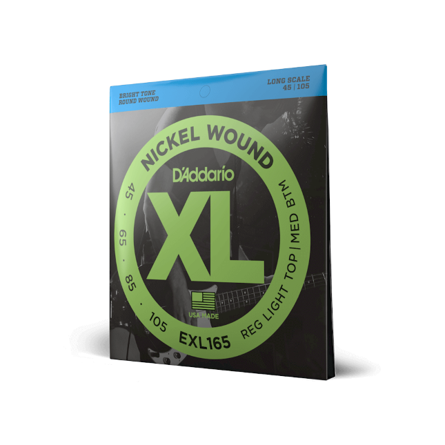 Bass Strings, Nickel Wound, Custom Light, 45-105, Long Scale D’Addario EXL165