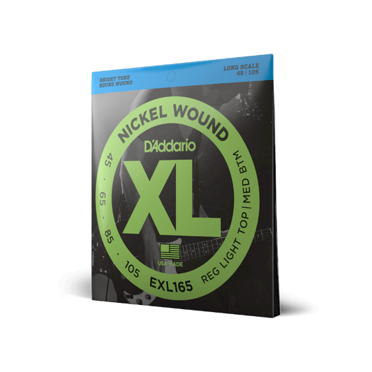 Corde per basso, Nickel Wound, Custom Light, 45-105, Long Scale D’Addario EXL165