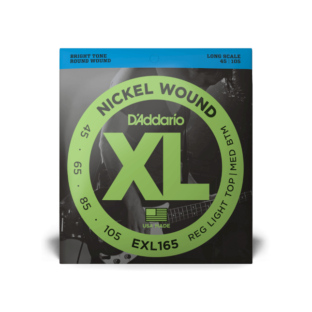 Bass Strings, Nickel Wound, Custom Light, 45-105, Long Scale D’Addario EXL165
