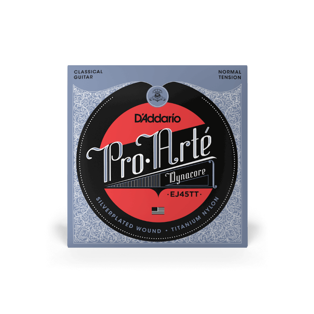 Classical guitar strings, D'Addario Pro-Arte Dynacore, titanium trebles, normal tension EJ45TT