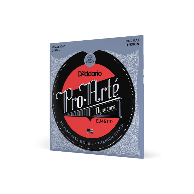 Classical guitar strings, D'Addario Pro-Arte Dynacore, titanium trebles, normal tension EJ45TT