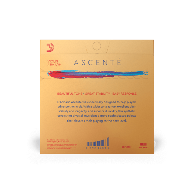D'Addario Ascenté Violin String Set, 4/4 Scale, Medium Tension