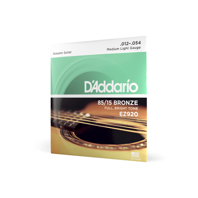 EZ920 85/15 Bronze Acoustic Guitar Strings, Medium Light, 12-54