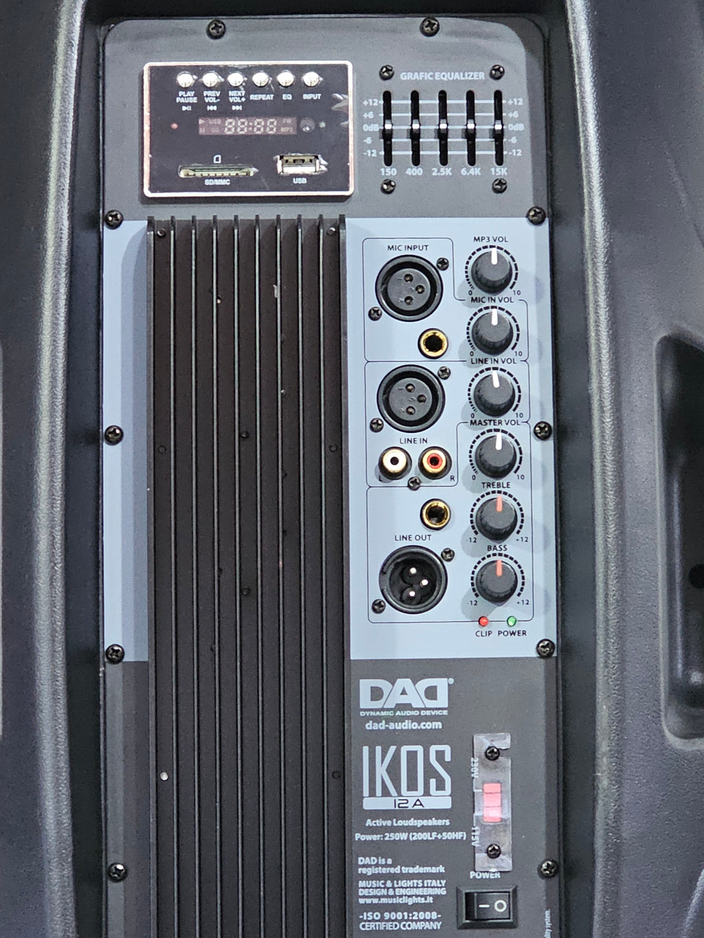 CASSA ACUSTICA IKOS12A - Diffusore attivo, bi-amp, 2-vie 250+50 W, 126dB SPL per eventi live e playback