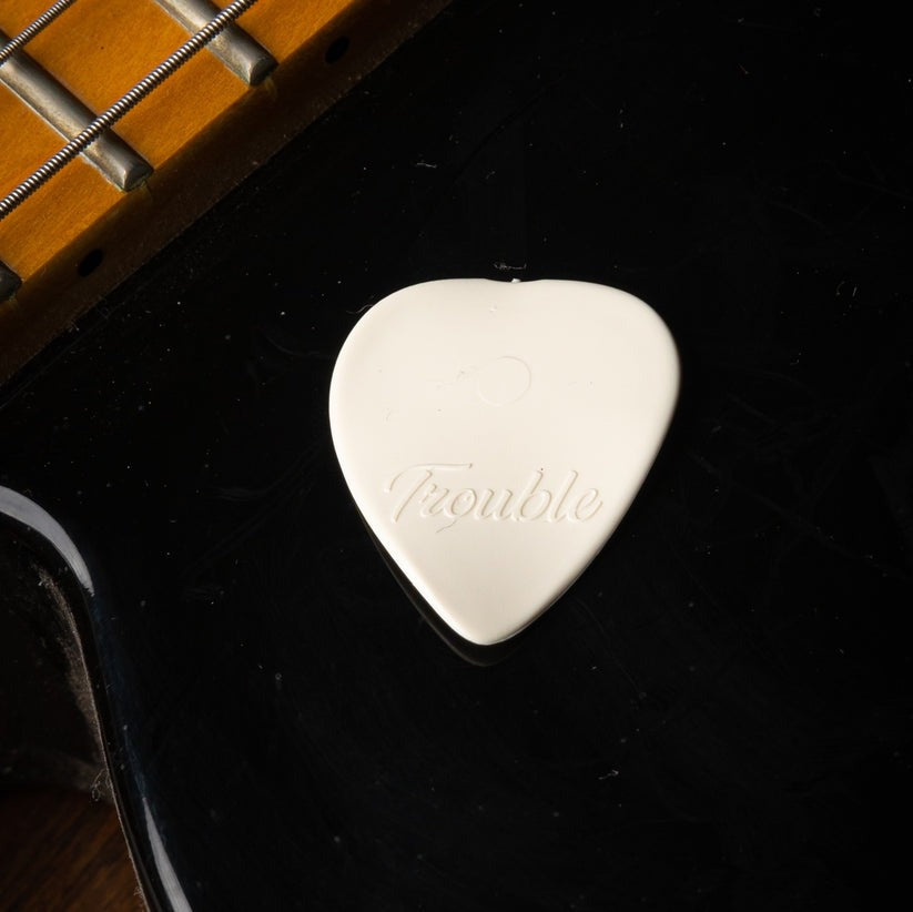 Electric Guitar Pick - Trouble celluloid white pearl 1.2mm.