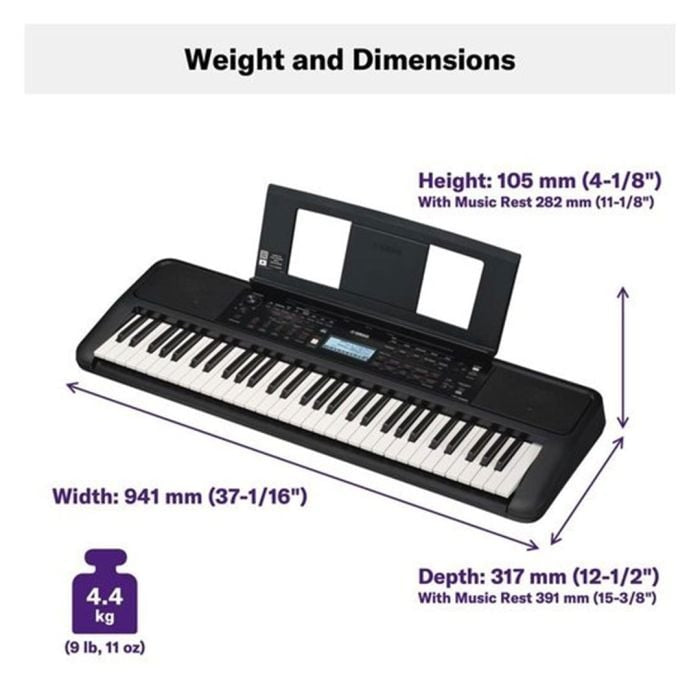YAMAHA PSR-E383 61-Key Touch-Sensitive Keyboard with Stand